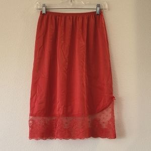 Vanity Fair Red Vintage Half Slip, Sz. Small, Red Lace, Nylon, made in U.S.A.